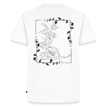 Rosenkranz mit Rosen - Männer Premium Bio T-Shirt - Weiß - Hinten - Nico (187cm)