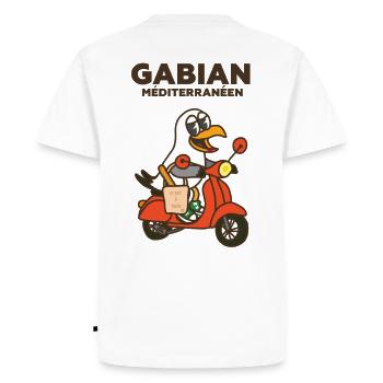 Gabian Méditerranéen sur scooter - T-shirt Premium bio Homme - blanc - Dos - Nico (187cm)