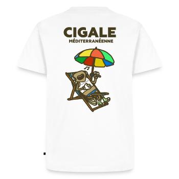 Cigale méditerranéenne - T-shirt Premium bio Homme - blanc - Dos - Nico (187cm)