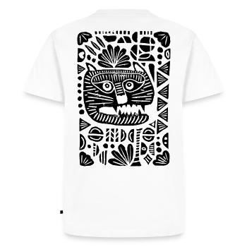 Tigre | Linogravure - T-shirt Premium bio Homme - blanc - Dos - Nico (187cm)