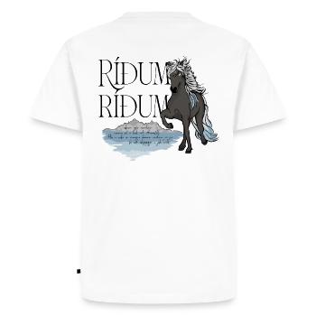 Ridum Ridum - Mystical Tölter - Magic Islandpferd - Männer Premium Bio T-Shirt - Weiß - Hinten - Nico (187cm)