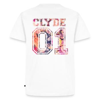 Clyde 01 vintage flower Partner Paar Liebe - T-shirt Premium bio Homme - blanc - Dos - Nico (187cm)