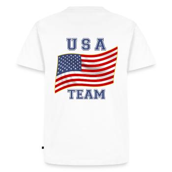 usa team - Men's Premium Organic T-Shirt - white - Back - Nico (187cm)