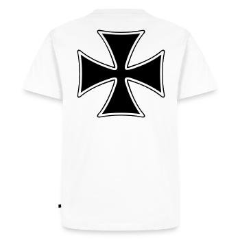 maltese cross - Men's Premium Organic T-Shirt - white - Back - Nico (187cm)