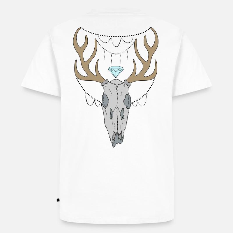 Hirschgeweih Schädel - Männer Premium Bio T-Shirt - Weiß