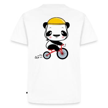 Ours panda à vélo - T-shirt Premium bio Homme - blanc - Dos - Nico (187cm)