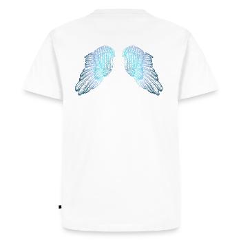 Blue Toned Angel Wings - Men's Premium Organic T-Shirt - white - Back - Nico (187cm)