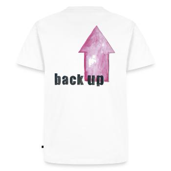 the backup - the arty nerd shirt black and magenta - Men's Premium Organic T-Shirt - white - Back - Nico (187cm)