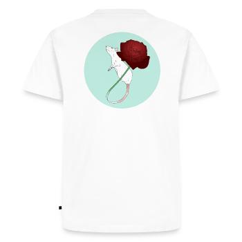 White Rat and Red Rose - Men's Premium Organic T-Shirt - white - Back - Nico (187cm)