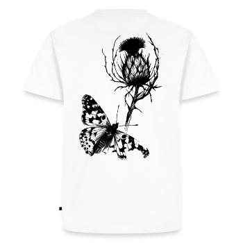 Butterfly & Diestel - Danse du papillon de la liberté - T-shirt Premium bio Homme - blanc - Dos - Nico (187cm)