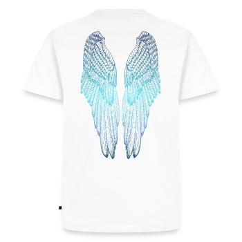 Long Blue Angel Wings - Men's Premium Organic T-Shirt - white - Back - Nico (187cm)
