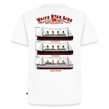 WHITE STAR LINE TITANIC creation Louis RUNEMBERG © - Men's Premium Organic T-Shirt - white - Back - Nico (187cm)