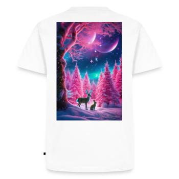 Rêve de cerf hivernal néon - T-shirt Premium bio Homme - blanc - Dos - Nico (187cm)