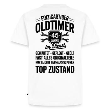45 ans de service - Anniversaire - T-shirt Premium bio Homme - blanc - Dos - Nico (187cm)