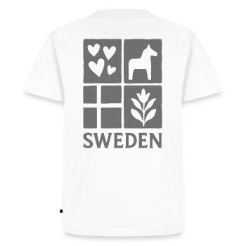 Logo carré Suède, feuille de cheval de cœur - T-shirt Premium bio Homme - blanc - Dos - Nico (187cm)