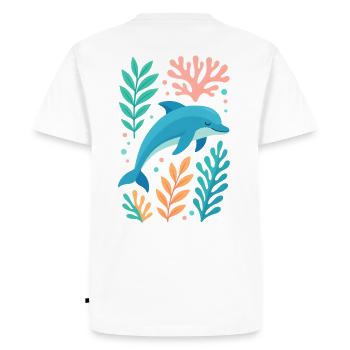 Dolphin dream in the Coral Sea - Men's Premium Organic T-Shirt - white - Back - Nico (187cm)