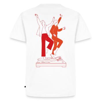 Moments de vinyle dansant - T-shirt Premium bio Homme - blanc - Dos - Nico (187cm)
