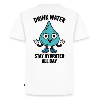 Héros de la goutte d’eau – Boire de l’eau - T-shirt Premium bio Homme - blanc - Dos - Nico (187cm)
