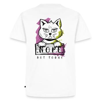 Cat Nope Blobs - Men's Premium Organic T-Shirt - white - Back - Nico (187cm)