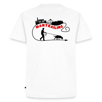 Mantrailing Skyline Man Personnalisable! - T-shirt Premium bio Homme - blanc - Dos - Nico (187cm)