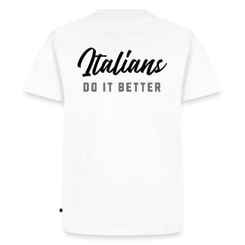 Les Italiens font mieux - T-shirt Premium bio Homme - blanc - Dos - Nico (187cm)