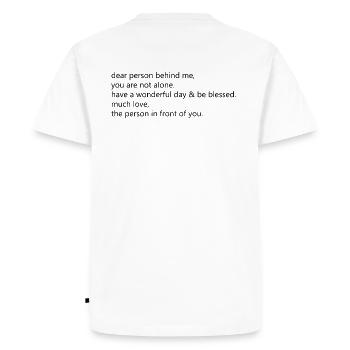 Chère personne derrière moi - T-shirt Premium bio Homme - blanc - Dos - Nico (187cm)