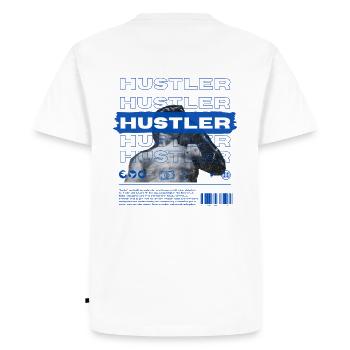 Hustler Urban Fashion - Men's Premium Organic T-Shirt - white - Back - Nico (187cm)