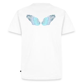 Ailes de papillon bleu plumeux pour fées - T-shirt Premium bio Homme - blanc - Dos - Nico (187cm)