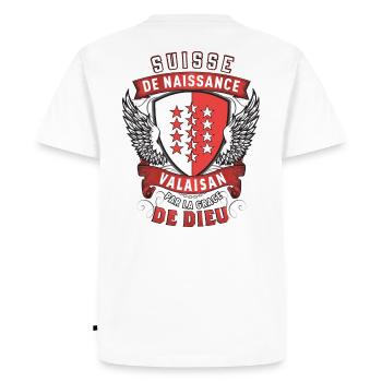 Valaisan Grâce de Dieu - T-shirt Premium bio Homme - blanc - Dos - Nico (187cm)