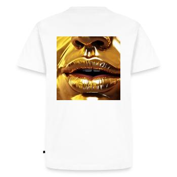 Metal Art - Kissing Wall - gold - Men's Premium Organic T-Shirt - white - Back - Nico (187cm)