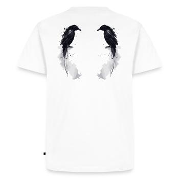 Raben Hugin & Munin - Les Corbeaux d’Odin - T-shirt Premium bio Homme - blanc - Dos - Nico (187cm)
