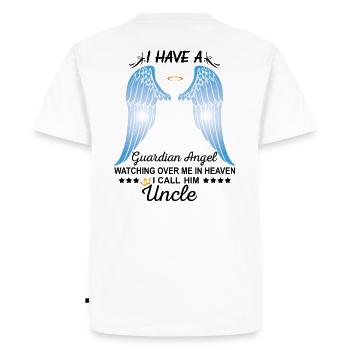 My Uncle Is My Guardian Angel - Men's Premium Organic T-Shirt - white - Back - Nico (187cm)