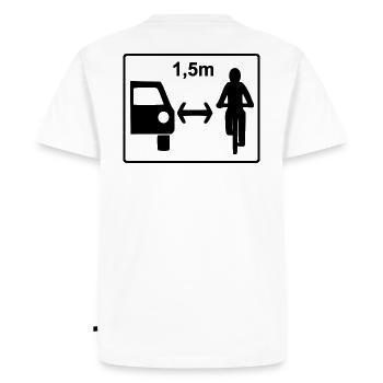 Distance 1,50m vélo vélo circulation - T-shirt Premium bio Homme - blanc - Dos - Nico (187cm)
