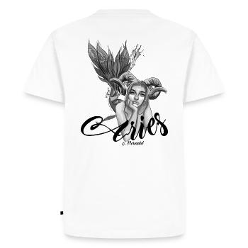 Sirène Bélier Astrologie - Aries Mermaid Zodiac - T-shirt Premium bio Homme - blanc - Dos - Nico (187cm)