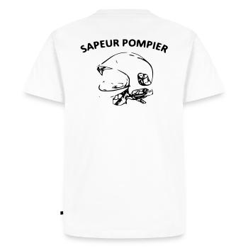 sapeur pompier casque F1 - T-shirt Premium bio Homme - blanc - Dos - Nico (187cm)