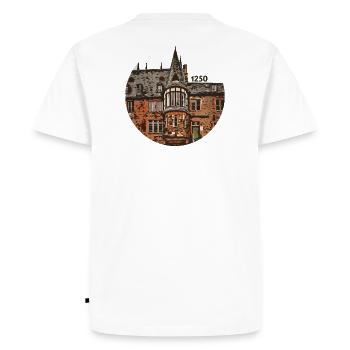 1250 German House East - Men's Premium Organic T-Shirt - white - Back - Nico (187cm)