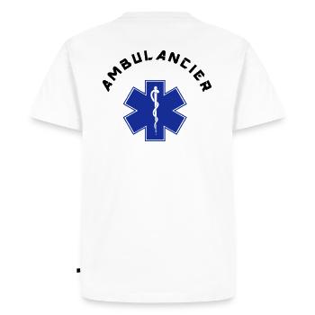 ambulancier logo - T-shirt Premium bio Homme - blanc - Dos - Nico (187cm)