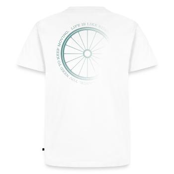 Gravel, Mountain Bike, Passion, Cycling - Men's Premium Organic T-Shirt - white - Back - Nico (187cm)