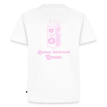 La reine de l'intolérance au lactose - T-shirt Premium bio Homme - blanc - Dos - Nico (187cm)