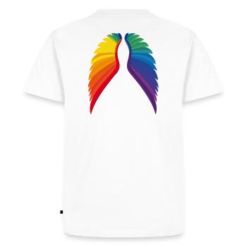 Rainbow Pride Wings - Men's Premium Organic T-Shirt - white - Back - Nico (187cm)