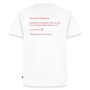 Message positif à la personne derrière moi - T-shirt Premium bio Homme - blanc - Dos - Nico (187cm)