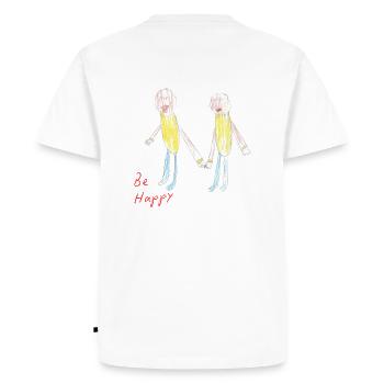 be happy - Men's Premium Organic T-Shirt - white - Back - Nico (187cm)