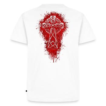 celtic cross - Croix celtique - Celtes Vikings - T-shirt Premium bio Homme - blanc - Dos - Nico (187cm)