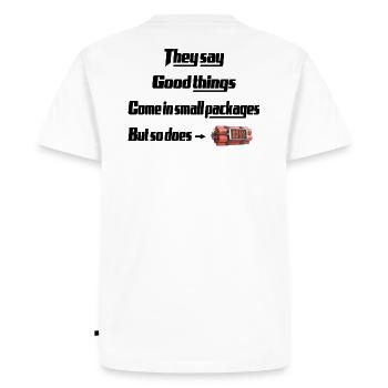 Quelque chose vient dans de petits paquets - T-shirt Premium bio Homme - blanc - Dos - Nico (187cm)
