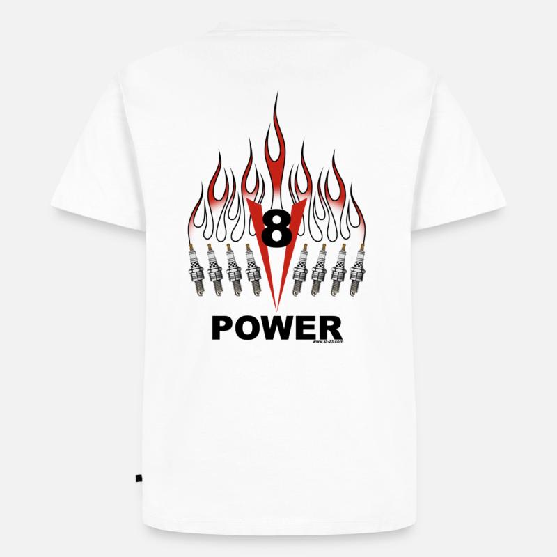 v8 - Männer Premium Bio T-Shirt - Weiß