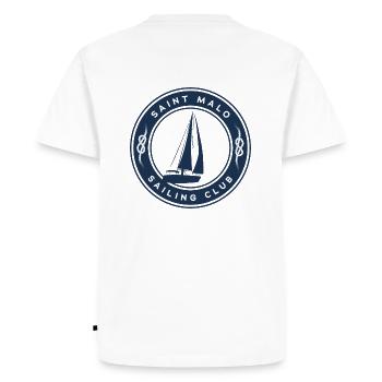 Saint Malo sailboat and knots - Men's Premium Organic T-Shirt - white - Back - Nico (187cm)