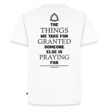 The things we take for granted - Men's Premium Organic T-Shirt - white - Back - Nico (187cm)