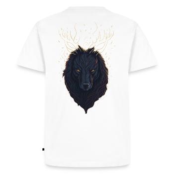 Loup mystique avec des bois - T-shirt Premium bio Homme - blanc - Dos - Nico (187cm)