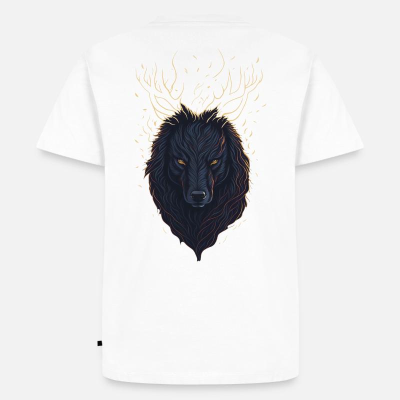 Mystischer Wolf mit Geweih - Männer Premium Bio T-Shirt - Weiß