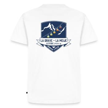 écusson La Grave la Meije leewarddesign - T-shirt Premium bio Homme - blanc - Dos - Nico (187cm)